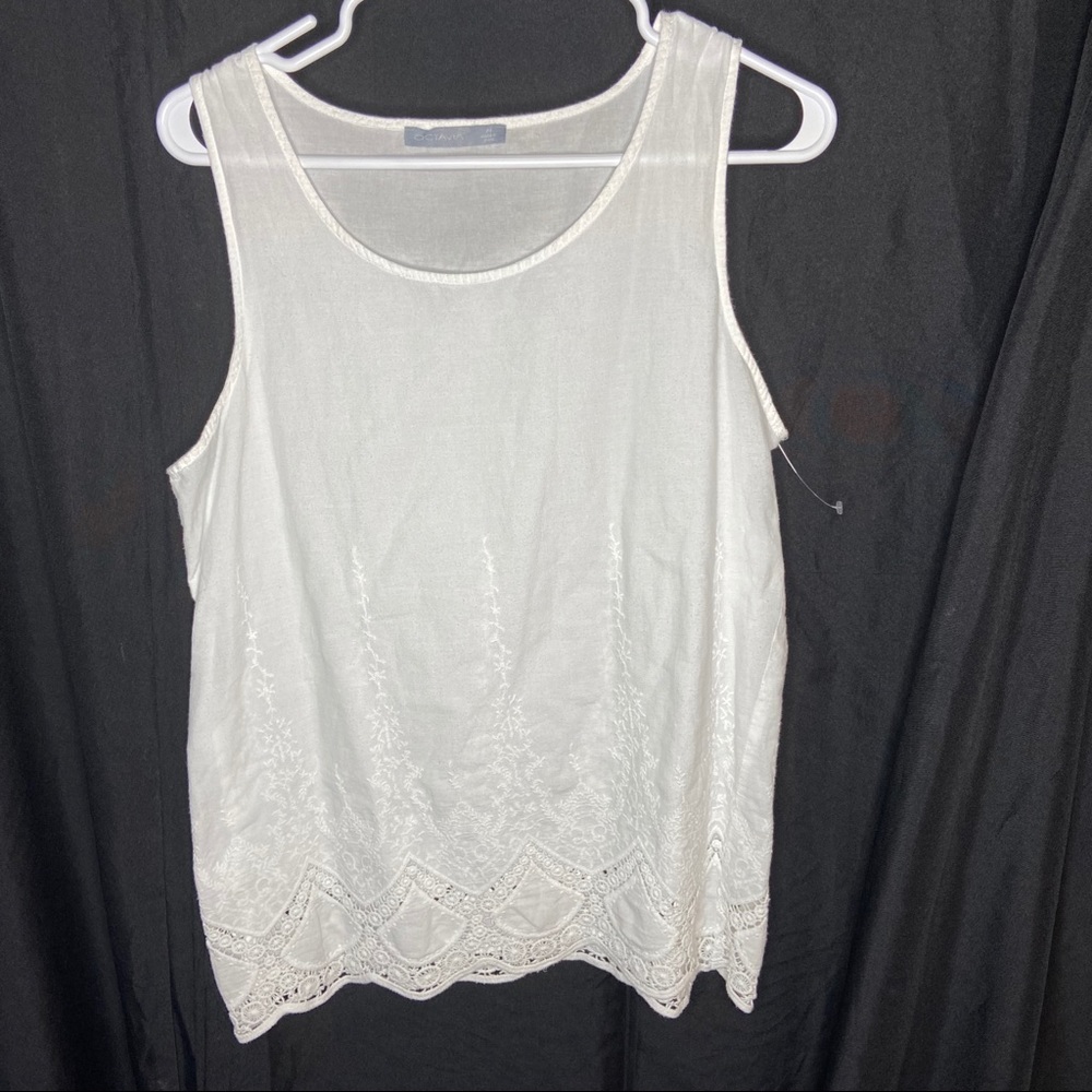 Octavia Embroidered with Lace Tank Top NWOT